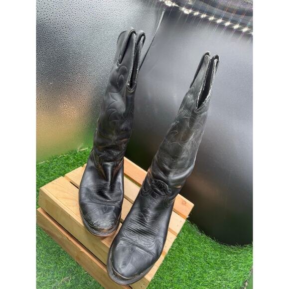 Black Leather Cowboy Boots- Size 8(approx) - Picture 7 of 10